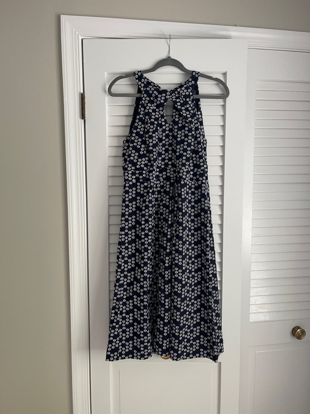 Donna Ricco Navy and White Floral Midi Dress